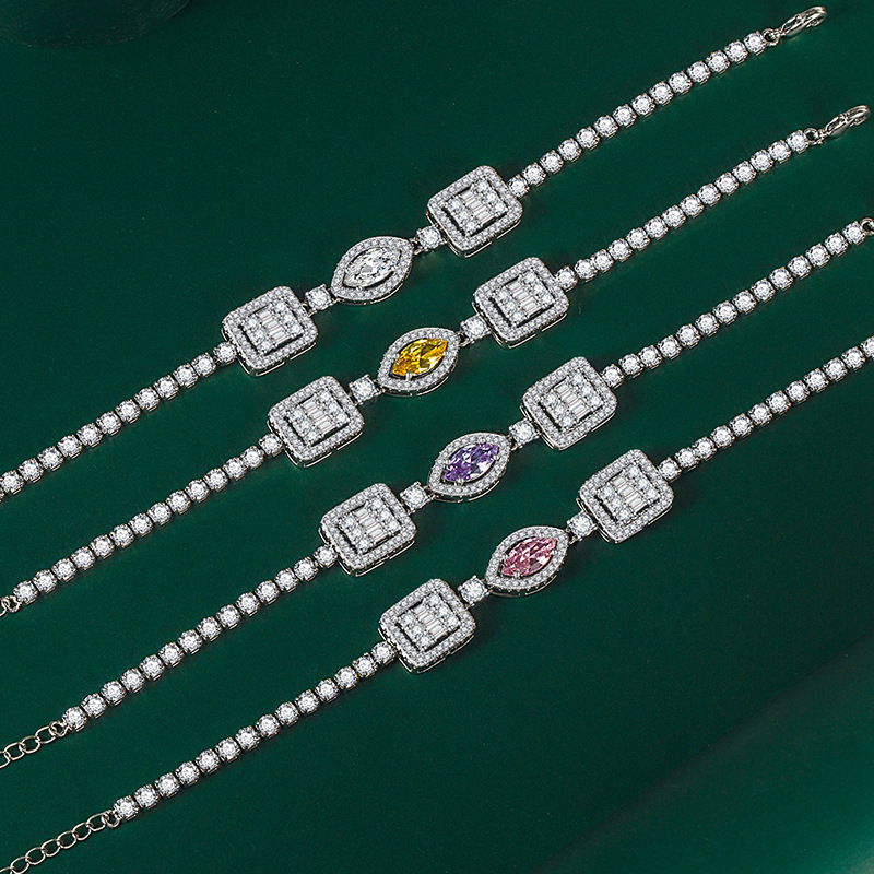 Lady Geometric Copper Patchwork Zircon Bracelets 1 Piece