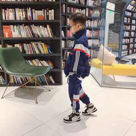 2025新款套装春秋儿童装港风男童侧边条运动中大童
