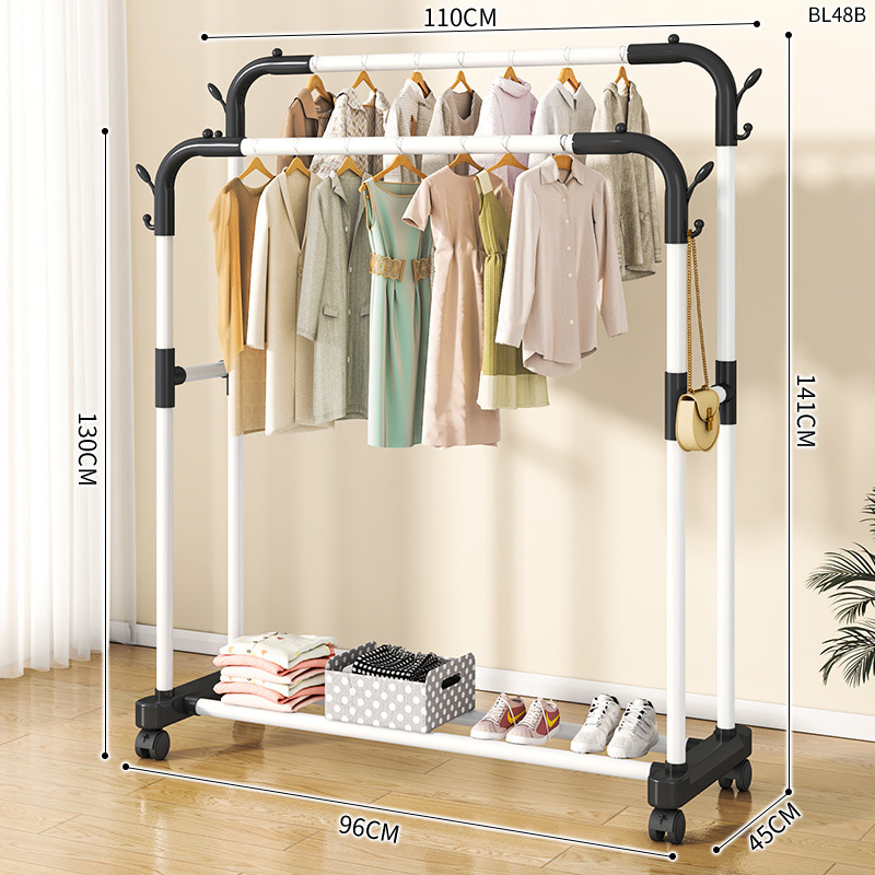 바퀴가 달린 평평한 바닥 이중 극 110 흰색