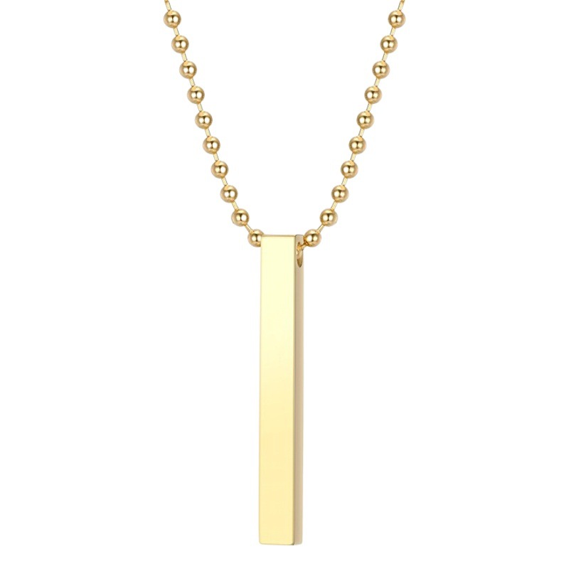 Colgante de acero de titanio de moda europea y americana collar largo tridimensional columna cuadrada de cuatro lados letras Collar personalizado