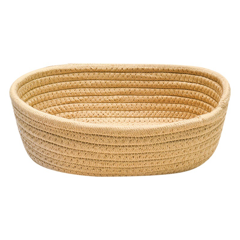 Cesta de almacenamiento de cuerda de algodón cesta tejida Nordic simple ronda de escritorio decoración de noche cesta de almacenamiento Oval
