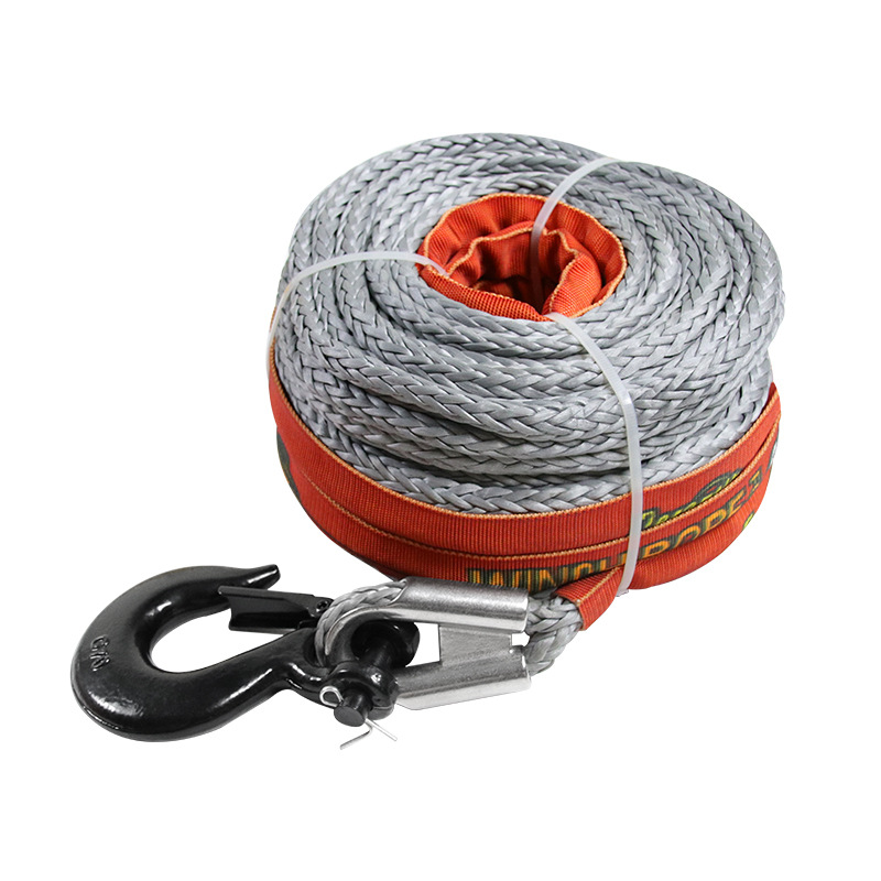 越野车绞盘绳高分子聚乙烯12股带钩子户外牵引拖车绳