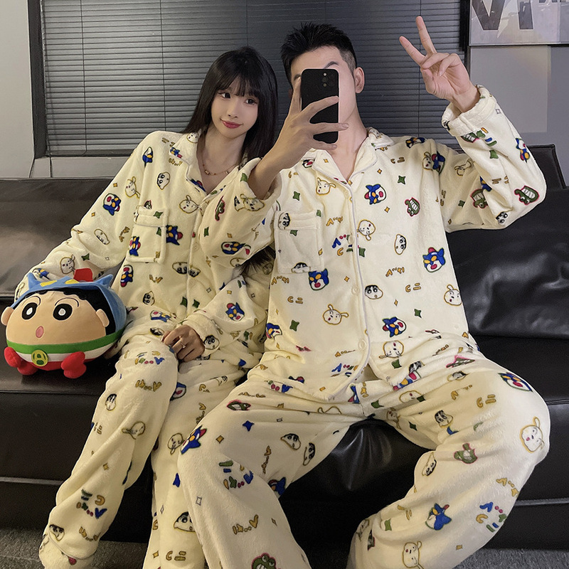Xiaoxin Autumn and Winter Couple Pajamas Girls Coral Fleece Thickened Men's Flannel Cartoon Home Clothes Korean Version Live Broadcast Xiaoxin Autumn and Winter Couple Pajamas Girls Coral Fleece Thickened Men's Flannel Cartoon Home Clothes Korean Version Live Broadcast