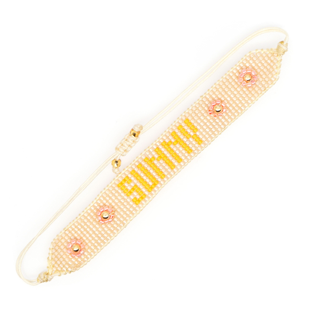 Retro Miyuki Rice Bead Woven Letter Beaded Bracelet display picture 3