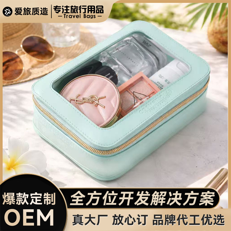 투명한 PVC 여행 세척 가방 간단한 사각형 지퍼 저장 가방 소재 pvc 방수 화장품 가방 여행 선물