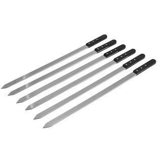 Wooden Handle Extra Large Stainless Steel Skewers Barbecue Skewers Set 60cm Barbecue Needles Bbq Grill Fork Outdoor Barbecue Utensils