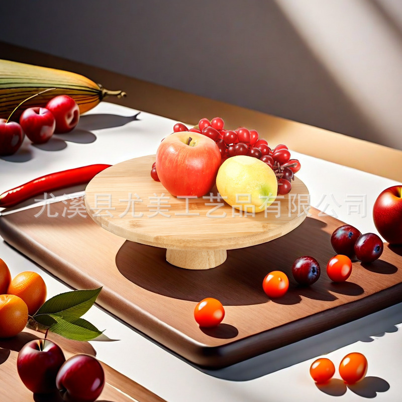 Bandeja redonda, banquete de hotel, descanso para el té, plato de frutas, mesa de té de la tarde, mesa de pasteles chinos de bambú y madera, estante de postres