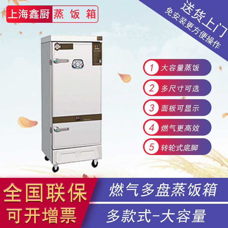 鑫烨燃气双门蒸饭箱酒店饭馆员工食堂上海节能蒸房自动点火蒸饭柜