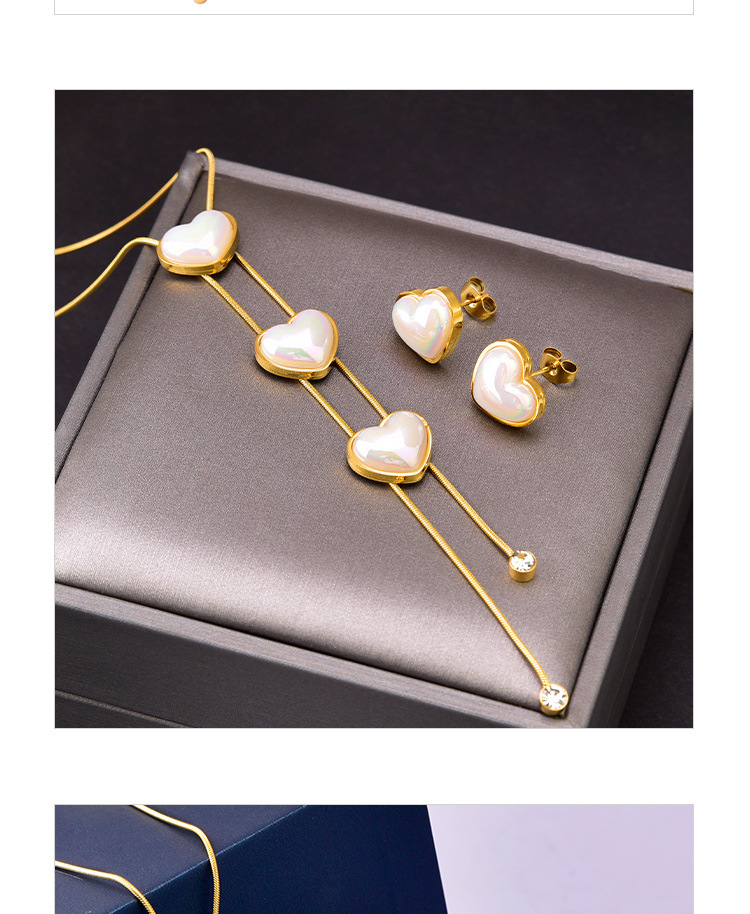 15g Weight PVD Coated Gold Plating Process 18K Real Gold Plated Plating Material Artificial Pearls Inlay Material Wholesale Jewelry Elegant Heart Shape 304 Stainless Steel Artificial Pearls 18K Gold Plated Inlay Stainless Steel Jewelry Sets