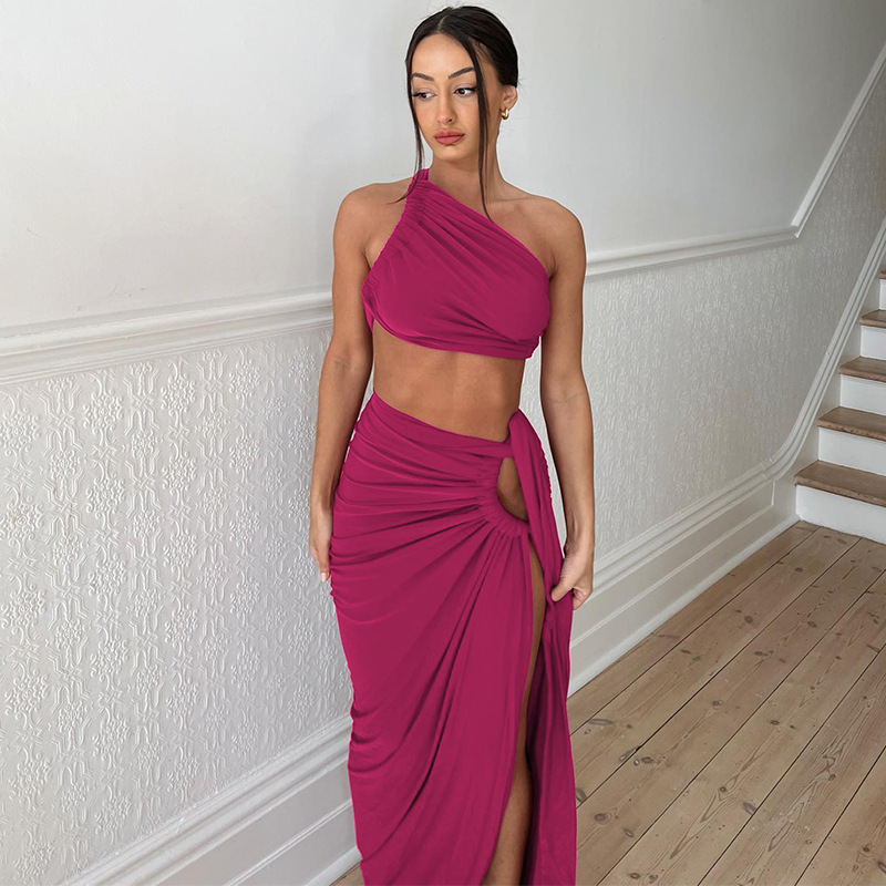420g Weight Sleeveless Sleeve Length Spandex, Polyester Fabric Type Skirt Co-ord Set Sets Type 2 Pieces Set Quantity Daily, Beach, Date Occasion Collarless Neckline Slim Fit Type Solid Color Pattern Summer Season Women's Gender Pleated Design Sexy Style Daily Beach Date Women's Sexy Solid Color Spandex Polyester Pleated Skirt Co-ord Set Skirt Sets 31
