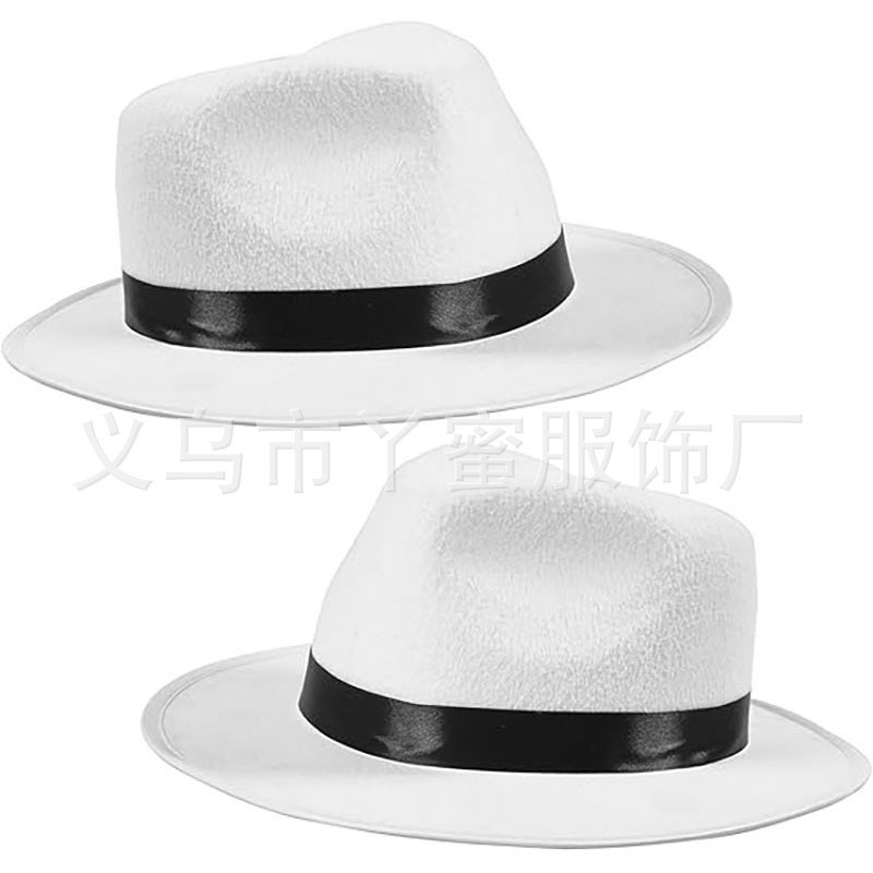 Juego de 2 piezas de sombrero de copa blanco y cinta negra