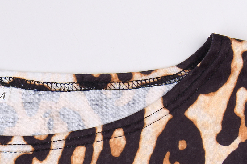 leopard print long-sleeved loose dress NSKX36818
