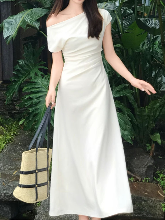 【清雅艺术生】气质知性简约短袖连衣裙女夏季长短款裙子|undefined