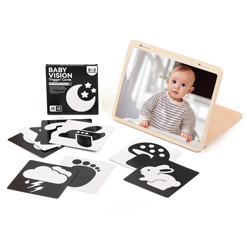 Nuevo estilo transfronterizo Estimulación visual Montessori Espejo plegable Educación temprana para bebés Forma Iluminación cognitiva Juguete cognitivo