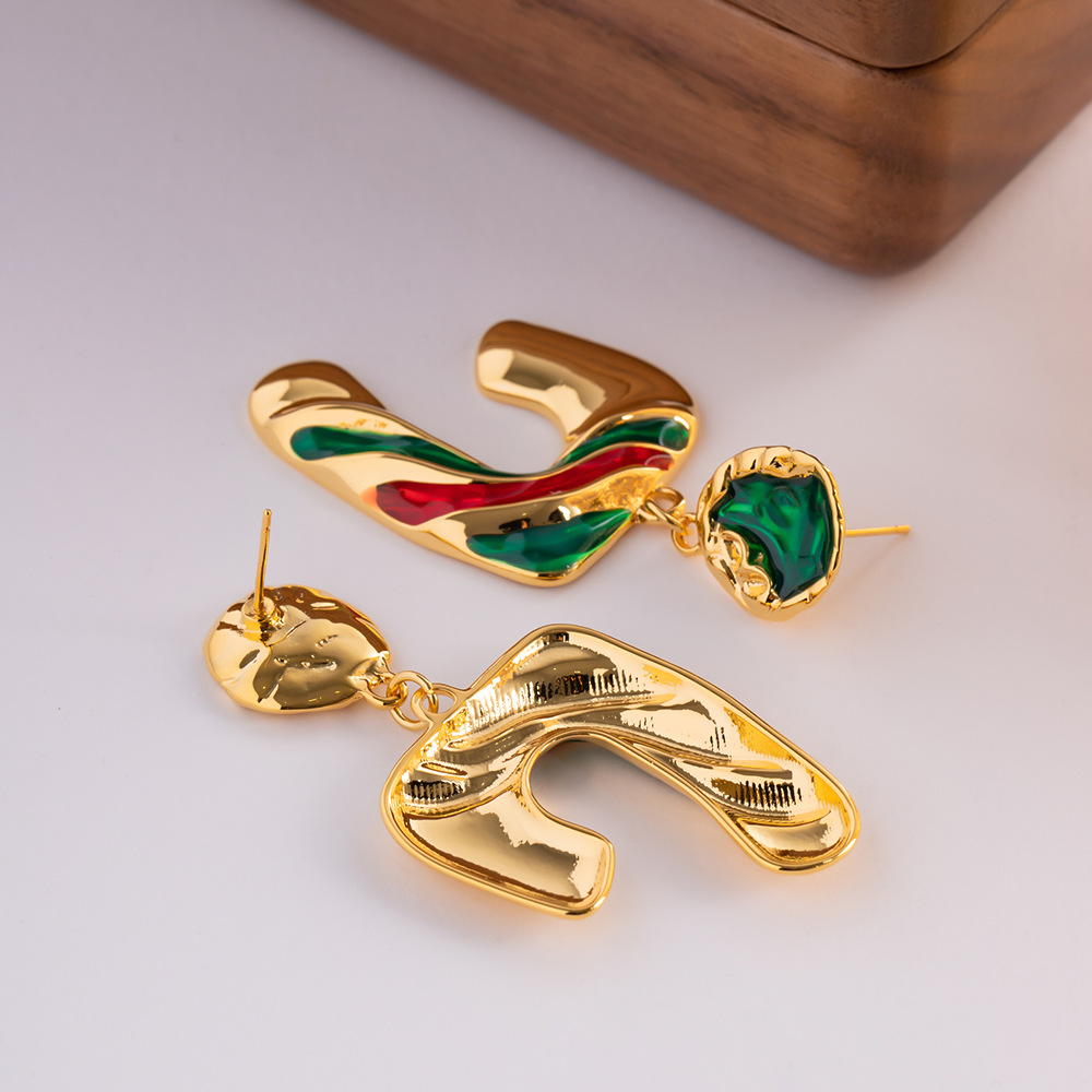 Retro U Shape Copper Plating Drop Earrings 1 Pair