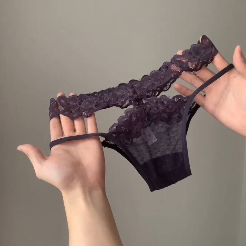 Sexy Hollow-Out Pure Desire Lace Panties for Women, Mid-Waist Mesh See-Through Cross-Over Young Girl Sexy Panties