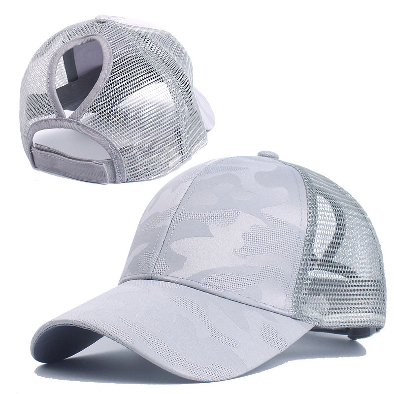Ademende, bedrukte paardenstaart mesh casual veelzijdige zonnehoed voor dames in de zomer met eendenbekpet_voghion.com