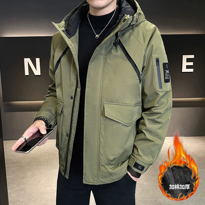 Зимняя хлопчатобумажная куртка мужская толстая куртка зимняя новая мода хлопковая одежда с капюшоном