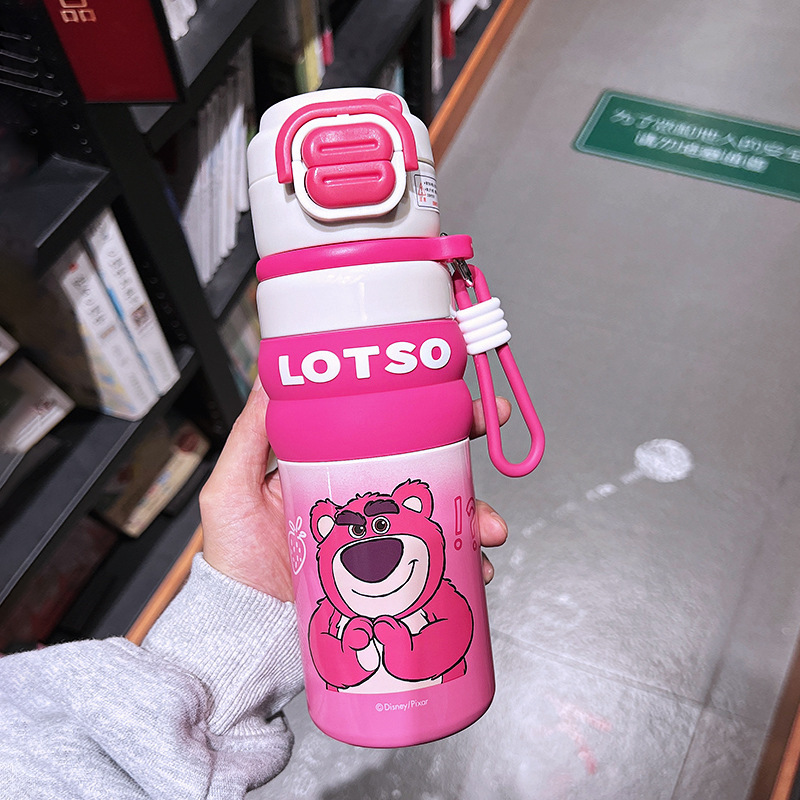 ストロベリーベア子供用魔法瓶カップ女の子用 316 ステンレス鋼ストローカップ小学生落下防止ダブルドリンクカップ|undefined