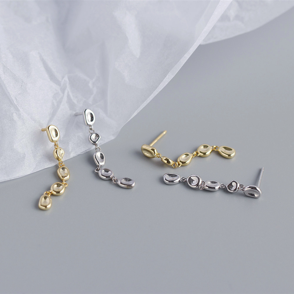 Irregular, Geometric Pattern 1 Pair 925 Sterling Silver Irregular Geometric Drop Earrings