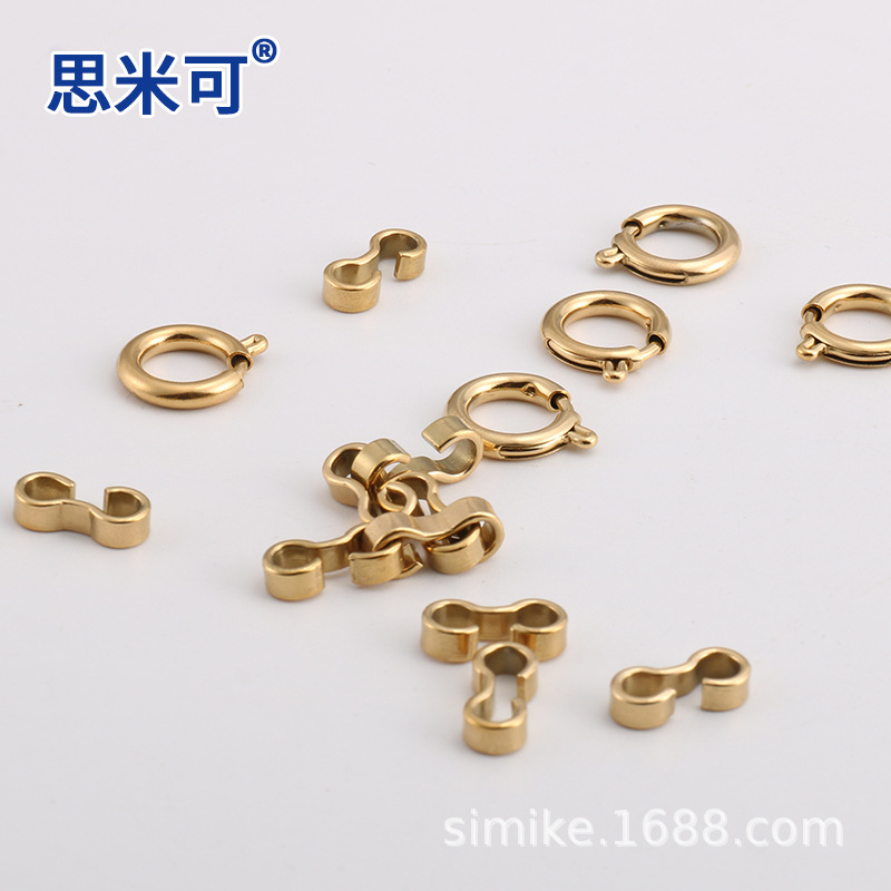 不锈钢扁线3字扣双孔8字绳子扣弹簧扣18k弹弓扣金色项链连接扣diy
