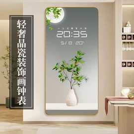 北欧风玄关装饰画LED氛围灯画植物光影清新客厅壁画入户走廊挂画