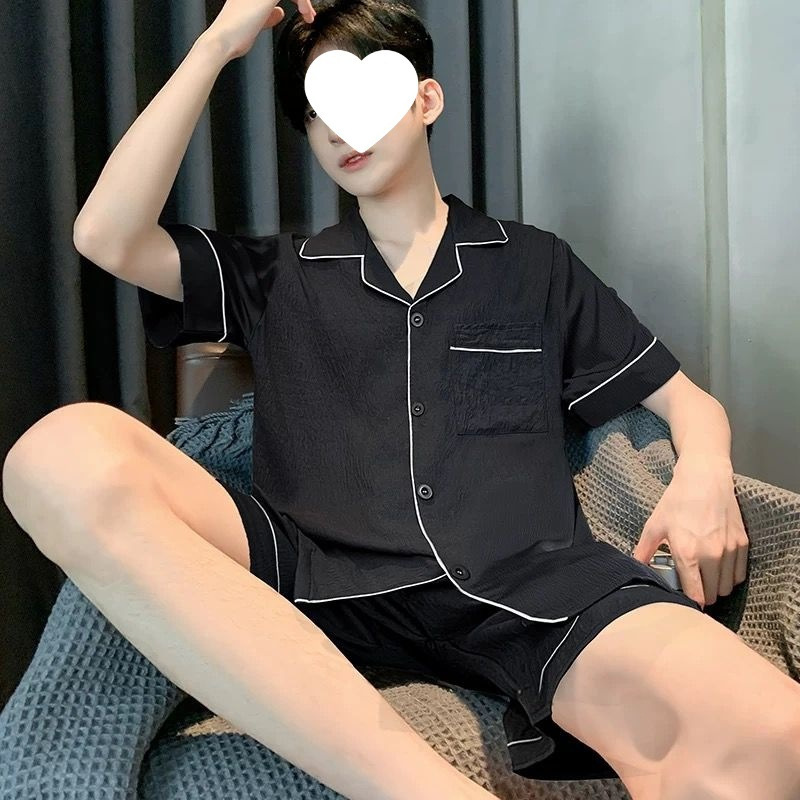 屋外で着用できる男性用パジャマ、夏用半袖ショーツ、クラウドコットンの薄いティーンエイジャーの夏用ホームウェア、メンズスーツ|undefined