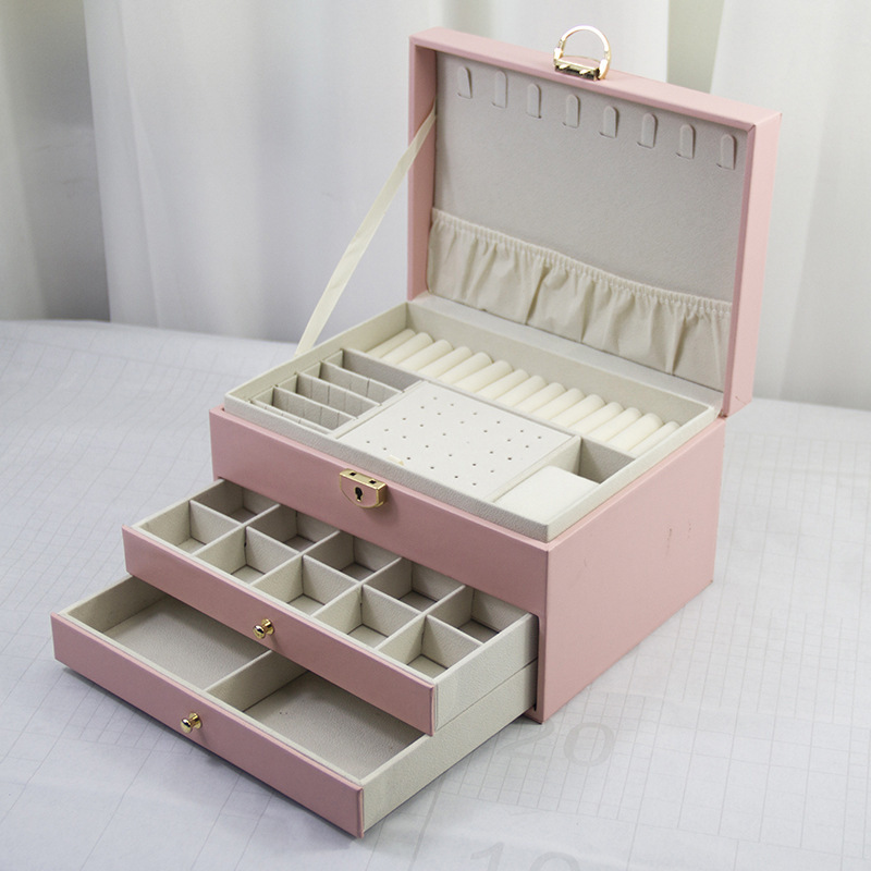 Multi-funcional caja de joyería de alta calidad exquisita celebridad de Internet anillo de joyería collar pendientes reloj caja de almacenamiento