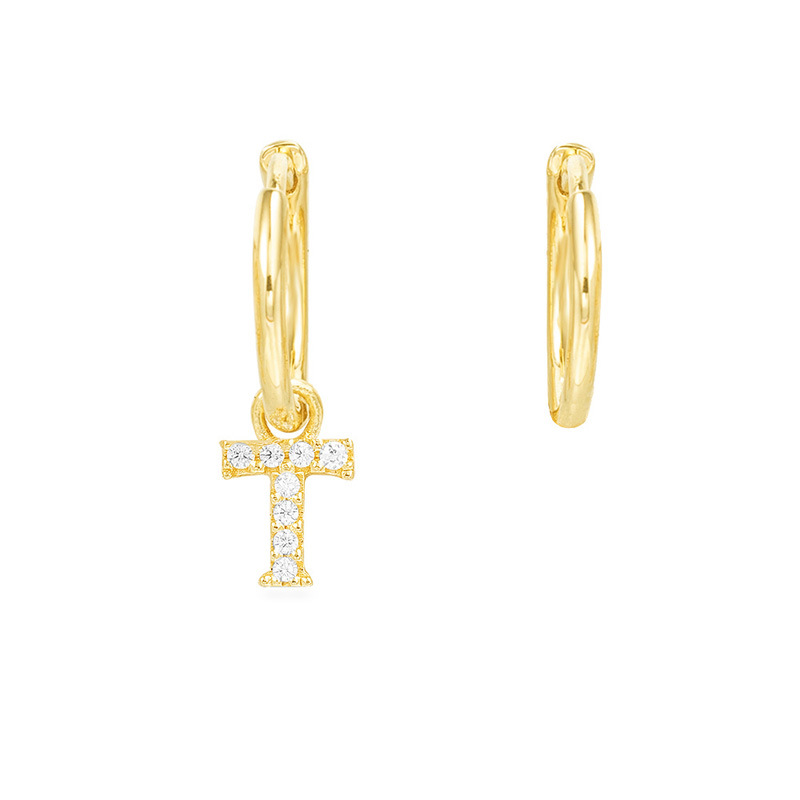 Lettres Asymétriques Simples Boucles D&#39;oreilles Diamant display picture 4