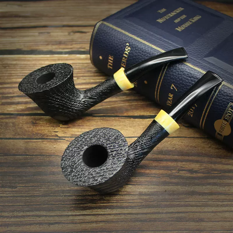 新款橡木军插烟斗男士旱烟烟杆扁嘴9mm过滤烟道实木便携传统烟具