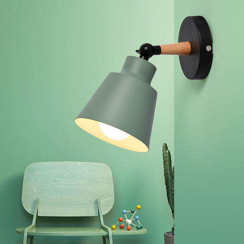 Nordic modern minimalist bedroom wall lamp American country iron macaron restaurant bar living room TV wall lamp