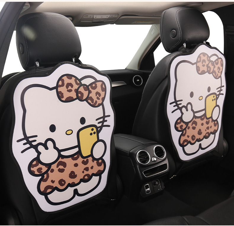 Cute Cartoon Cat Seat Back Anti-Kick Pad for Women, Car Seat Back Anti-Dirt Pad, Rear Seat Anti-Kick Pad for Children