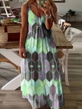 R 27791 Summer Casual Print Sleeves Dress ӡ����������ȹ