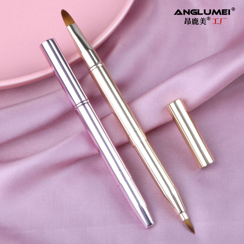 Lip brush retractable double-headed brush concealer makeup brush new lipstick brush single portable with lid factory supply wholesale