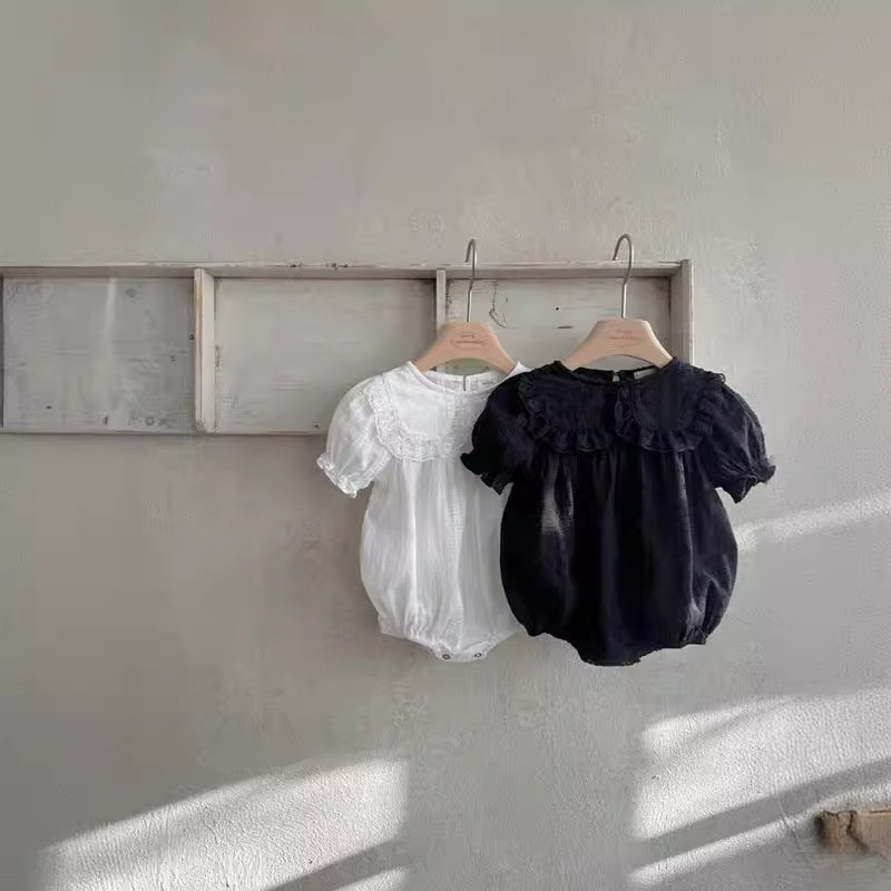 Ropa de verano para bebés delgada ropa infantil coreana ropa de verano para niños niñas collar de encaje camiseta para niños