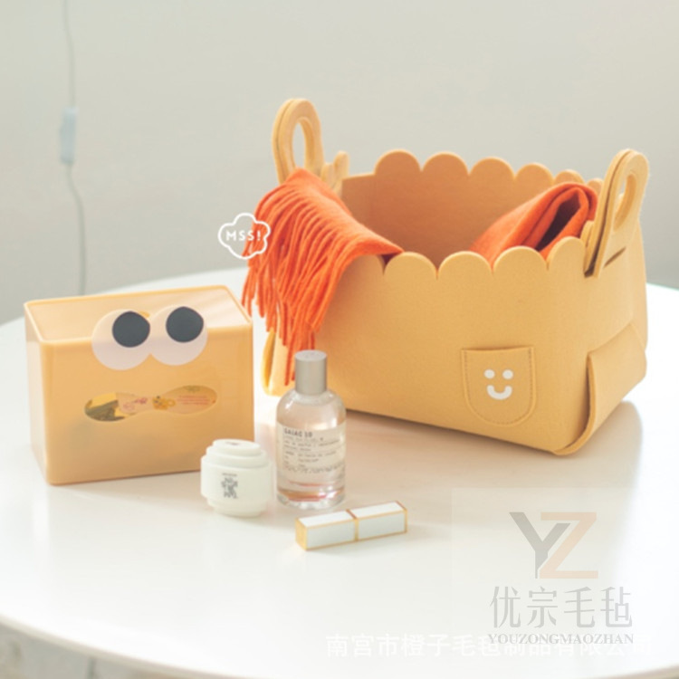 [Cesta de almacenamiento de fieltro] transfronterizo Nueva cesta de almacenamiento de fieltro escritorio multicolor habitación de los niños dormitorio sala de estar cesta de almacenamiento