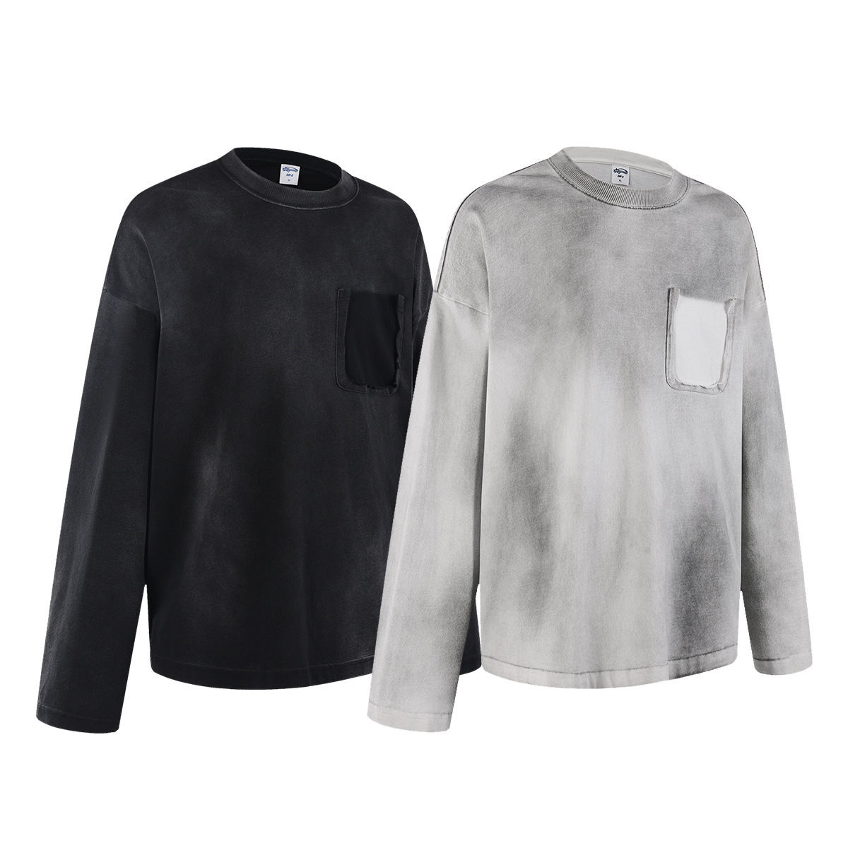 2026 Spring And Autumn New Washed Spray Horse Wasteland Style Gradient Sweatshirt Pure Cotton Hip-Hop Men's Long Sleeve_voghion.com