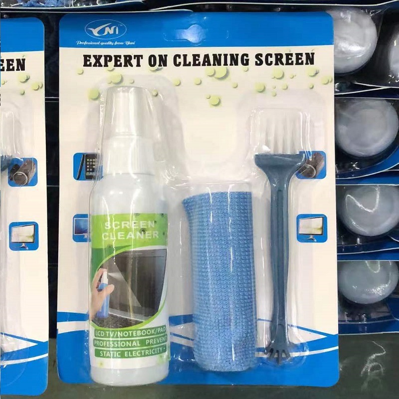 Wholesale and delivery of three-in-one bright and clean cleaning sets for laptop, LCD, mobile phone, tablet and screen cleaners and cloths details Picture