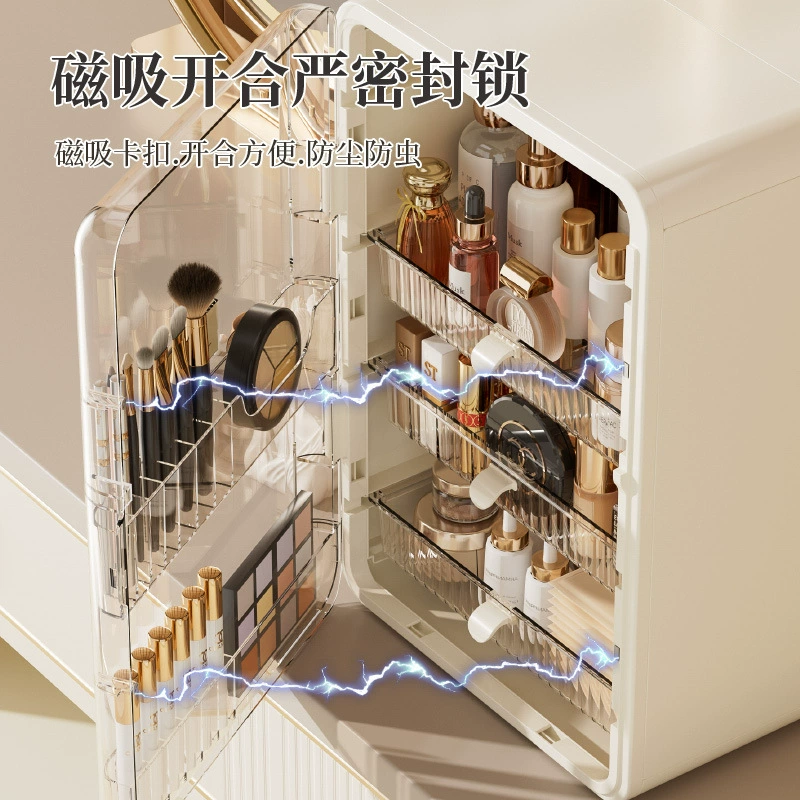 Storage system plastic dressing-table organizer, extra-large makeup box, capacious elegant design