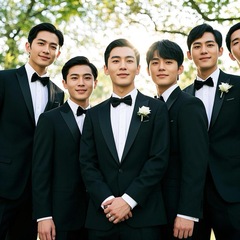 連れ合いは兄弟服の夏の結婚スーツを着て男性の兄弟団のドレスを着ます。