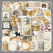 50张燕麦拿铁ins风贴纸创意甜点美食DIY手帐素材咕卡茶杯批发贴纸