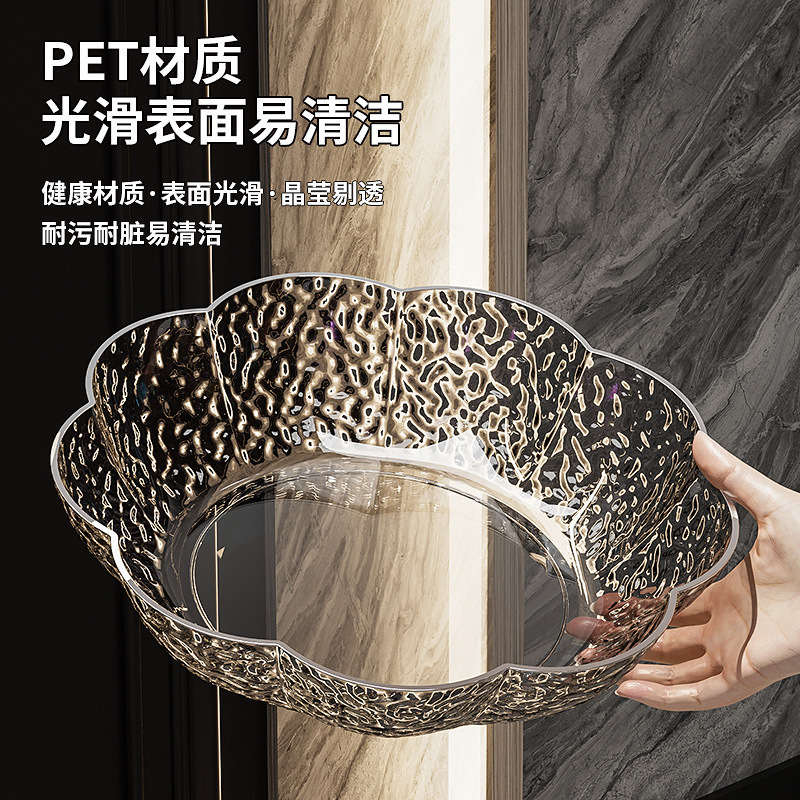 新しいPETの材質の果物の皿の小食の皿の中国式の家庭用の軽い贅沢な風の日用の食事の台所の網の赤い花の型の果物の皿はありません。|undefined