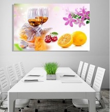 小清新餐厅装饰画单幅横版水果无框画饭厅厨房饭店挂画墙壁画