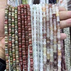 クロスボーダー人気6x10mm竹節珠天然石散珠半製品玉DIYアクセサリーブレスレットネックレス