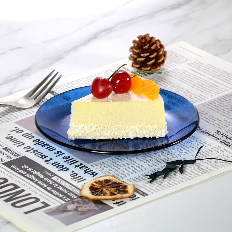 Harmony Home Living Room Household Light Luxury High-End Doris Tempered Glass Fashion Steak Pasta Plate Fruit Snack Plate