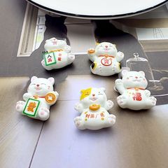 卡通招財貓樹脂配件 奶油膠diy手機殼髮夾頭繩水杯鑰匙扣掛件批發