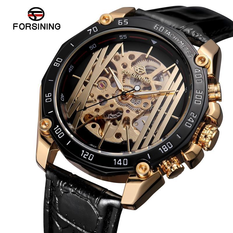 Forsining Large Dial Men's Fashion Export Cut Out Mechanical Watch Belt Waterproof Fully Automatic Mechanical Watch
