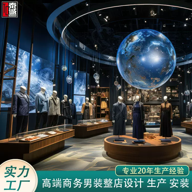 主题概念店服装店展示柜橡木纹男装西服展台落地式衣服展示架货柜