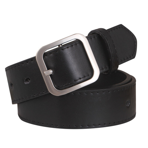 Belt women's simple and versatile Korean fashion student square buckle belt female Korean version bf trendy pants belt black casual