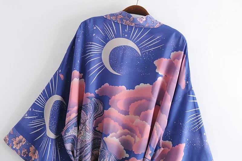 moon print cotton kimono cardigan NSAC26309